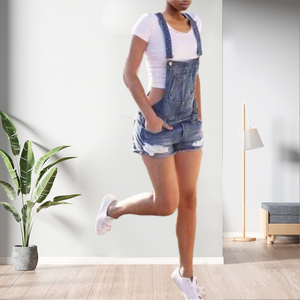 90623-MX110 Salopette in Denim a <span class=keywords><strong>3</strong></span> Colori, Pantaloncini Jeans da <span class=keywords><strong>Donna</strong></span> - Product Image 2