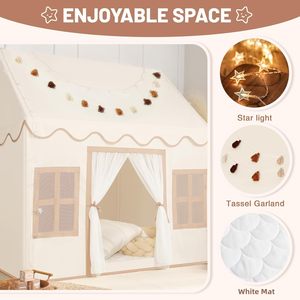 Grande tente de jeu château de princesse pour enfants, maisonnette intérieure pour enfants, tente château de princesse avec fenêtres - Product Image 2
