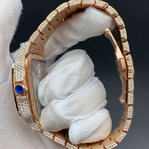 นาฬิกาข้อมือเพชรสำหรับผู้ชาย VVS Moissanite สุดหรูเคสเหล็กกลมพร้อมด้วยหน้าปัดแซฟไฟร์และสายสแตนเลส - Product Image 3