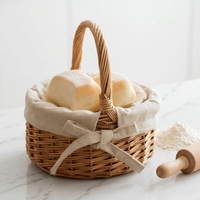 Panier de rangement multifonctionnel ovale en osier tressé à la main, avec doublure en coton et poignées, couleur orange
