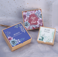 Caja de Regalo Rígida con Diseño Floral de Madera para Jabón Cosmético, Paquete de Regalo