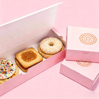 Boîte d'emballage en papier de luxe pour pâtisseries, personnalisable avec logo, pour donuts et biscuits, avec options de pelliculage brillant ou mat et gaufrage