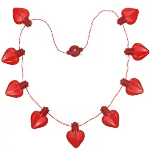 Pafu Valentine Party Supplies LED Necklace Wedding New Year Red Heart Shape Grow in the Dark LED Flashing Necklace
