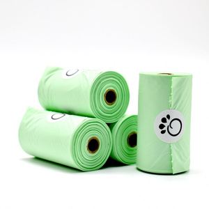 Eco-friendly Custom Printed PLA PBAT Fully <b>Compostable</b> Disposable Pet Poop <b>Bag</b> Biodegradable Cornstarch Dog Waste <b>Bags</b> Handle - Product Image 1