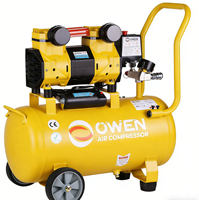 Compresseur d'air silencieux sans huile OWEN certifié CE TUV, compresseur à piston électrique silencieux Owen 1100W 24L pour usage dentaire/médical 8/115BAR/PS