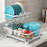 Égouttoir à vaisselle double couche pour comptoir de cuisine, étagère de rangement et support d'égouttage
