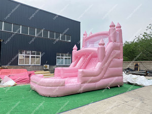 Jardin gonflable de glissière d'eau de toboggan rose pastel avec le ventilateur - Product Image 6