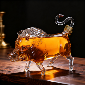 Botella de vino personalizada 1000ML con forma de jabalí licor decantador de vino botella de vidrio con forma de cerdo - Product Image 2