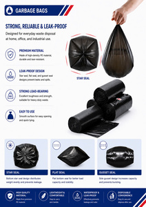 ถุงขยะสีดำแบบหนาพิเศษ ทนทาน ปิดผนึกด้วยความร้อน ผลิตจาก HDPE/LDPE รับผลิตตามแบบ (OEM) สำหรับใช้ในครัวเรือน พิมพ์ลายกราเวียร์ คุณภาพสูง แบรนด์ Bac Ninh - Product Image 2