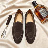 Mocassins de luxe pour hommes en daim marron foncé, chaussures habillées formelles pour hommes, chaussures à enfiler pour gentlemen