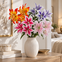 Fleur artificielle en soie Gloriosa Lily à 3 têtes, fausse fleur de lys flamboyant pour arrangements de mariage, décoration de maison et d'hôtel, vente en gros