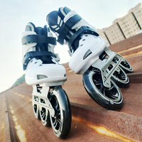 Patins à Roues Alignées de Vitesse à Trois Roues de Grande Taille pour Adultes et Enfants, Patins de Course de Rue avec Roues de 125 mm