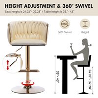 Tabourets de bar modernes en tissu velours DM, réglables en hauteur, pivotants à 360°, avec dossier en métal doré, pour cafés et bars