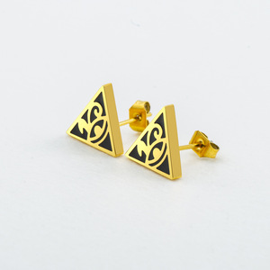 Pendientes con diseño de ojo de Horus egipcio, chapados en oro de 18 quilates, triangulares, geométricos, joyería de moda para mujer - Product Image 1