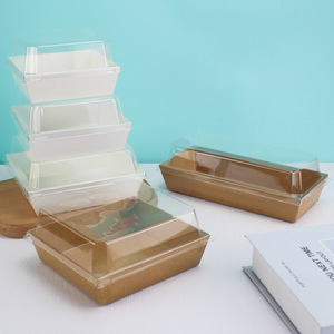 Bruine Kraftpapier Ivoor Board Roll-Up Doos Voor Tiramisu Cake Sushi Sandwich Custardtaart <span class=keywords><strong>Burger</strong></span> Verpakking-Duurzaam Milieuvriendelijk - Product Image 1