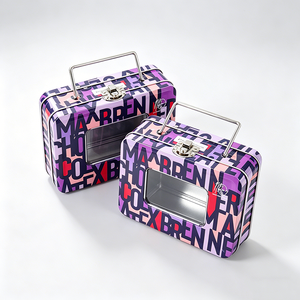 Caja de Metal con Asa Impresa Personalizada de Fábrica, Contenedor de Embalaje Metálico para Almacenamiento de Regalos Cosméticos, Fabricante - Product Image 1