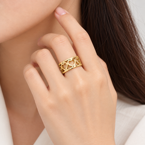 แหวนรูปหัวใจ สแตนเลสสตีล ชุบทอง 14K แบบสุญญากาศ เครื่องประดับ - Product Image 5