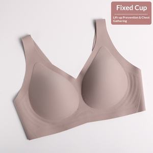 Nai Mei Jiao Soutien-gorge Push-up sans armatures pour femmes, sans couture, en soie glacée et nylon, à bonnets fixes, pour petites poitrines, style sportif, collection été gothique - Product Image 1