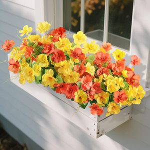Bouquet de fleurs d'hibiscus artificielles résistantes aux UV, aspect réaliste, plantes d'extérieur pour la décoration de la véranda, du balcon ou du pot. - Product Image 3