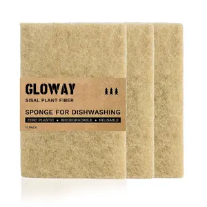 Gloway Manufacturer 100% Natural Eco-Friendly Non-Scrubber Sisal Fiber Cleaning Scrubbing Pads Kitchen Scouring Pad Scrubber