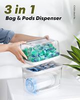 Distributeur de sacs poubelle Conteneur de dosettes de linge-3 en 1 Organisateur de sacs à ordures et lave-vaisselle Porte-comprimés transparent