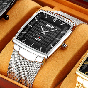 スクエアメンズクォーツカジュアルウォッチ SKMEI 9311 防水 本革ステンレススチールストラップ ファッショナブルなOEMデザイン - Product Image 1