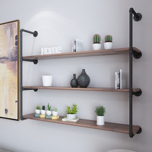 Industrial Wood and Metal Wall <strong>Rack</strong> Floating Shelves for <strong>Storage</strong> Holders &amp; <strong>Racks</strong> Pipe Design Industrial Wall <strong>Storage</strong> <strong>System</strong> - Product Image 2