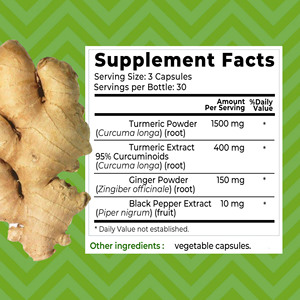 Capsules de curcuma ODM les plus vendues – Complément alimentaire favorisant la santé des articulations et stimulant les niveaux d'antioxydants - Product Image 2