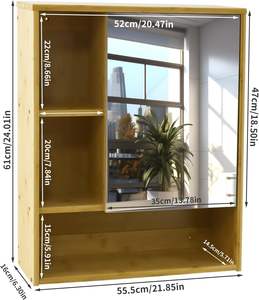 Armoire de salle de bain <span class=keywords><strong>avec</strong></span> miroir <span class=keywords><strong>Rangement</strong></span> de toilette <span class=keywords><strong>avec</strong></span> étagère suspendue Armoire murale - Product Image 2