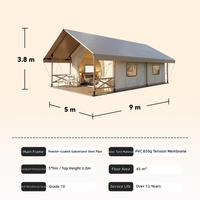 Tente de glamping de luxe en toile africaine PVC 5x9m avec une chambre et une salle de bain à vendre