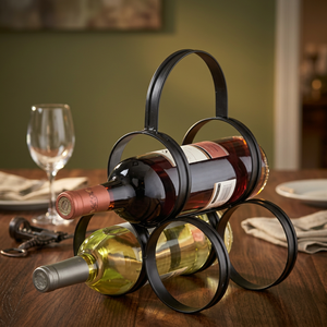 Soporte para Botellas de Vino Halo Loop con Capacidad para Tres Botellas, Estructura de Metal Negro para Exhibición en Mostradores de Restaurantes, Bares y Cocinas - Product Image 2