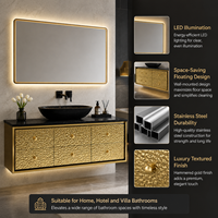 Ensemble de meubles de salle de bain de luxe moderne en acier inoxydable avec miroir LED pour salle de bain d'hôtel