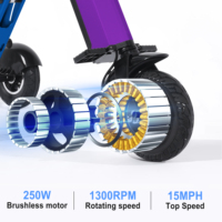 Trottinette électrique pliable TopMate ES33 en alliage d'aluminium léger à 3 roues, batterie 36V 7.8AH, fonction marche arrière, étanche, avec clé
