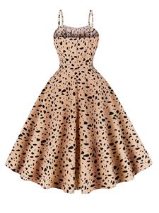 Lässiges A-Linie <span class=keywords><strong>Polka</strong></span> <span class=keywords><strong>Dot</strong></span> Printed Kleid Sommerfest Urlaub Taille Cinched Camisole Knielanger Digitaldruck Wasch bar - Product Image 2