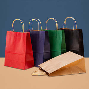 Bolsa de papel Kraft con asa precio al por mayor personalizado con logotipo para bebidas marrón compras comida naturaleza bolsa de papel Kraft - Product Image 3