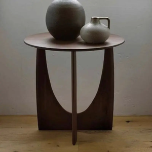 Tavolino Laterale Moderno Scandinavo in Legno Massello Tavolino da Caffè per Divano Tavolo Angolare per Soggiorno Piccolo Appartamento Hotel Colore Noce - Product Image 3