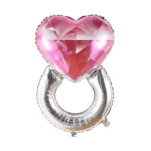 バレンタインデーのギフトのアイデア2024新しい大きなピンクの愛のダイヤモンドリングアルミニウムフィルムバルーンバレンタインデーの結婚披露宴の装飾