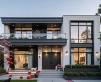 Villa moderne en acier léger de style ferme américaine, maison modulaire en acier résistante aux chocs avec plans gratuits pour villas anti-typhon en bord de mer
