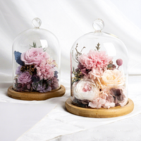 Adornos de Cristal con Flores Eternas, Forma de Cúpula, 1200g, Venta al por Mayor, Regalo para el Día del Maestro, Caja de Regalo Exquisita, Complemento para Floristería
