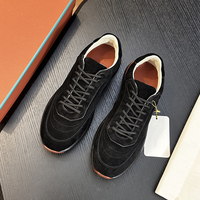Chaussures décontractées pour hommes en cuir suédé de luxe, à lacets, semelle épaisse blanche, confortables pour la marche, plusieurs couleurs