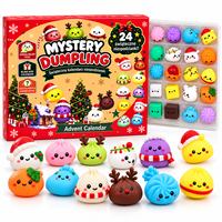 Calendrier de l'Avent de Noël 2027 – 24 Jours de Mystères : Jouets Squishy TPR en Forme de Dumpling, Anti-Stress, Sensoriels, Boîte Mystère, Cadeau pour Enfants