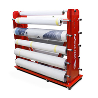 Étagère de présentation pour rouleaux de tissu en métal rouge - Étagère réglable robuste pour rouleaux de vinyle, pour l'industrie électrique, le commerce de détail