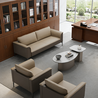Canapé de bureau au design tendance, ensemble de canapés de réception exécutifs avec housses amovibles, canapé en cuir de style moderne pour bureaux.