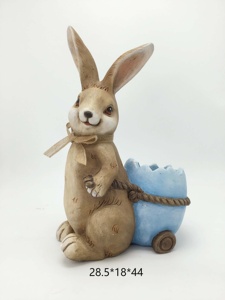 Statuette di Coniglio in Resina Dipinte a Mano - Vasi e Fioriere Decorative da Giardino, Decorazioni Pasquali/Primaverili per la Casa, Marca STARCRAFT - Product Image 2