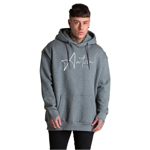Sudadera con Capucha Extra Grande para Hombre, Marca Autorn, Color Gris, Algodón French Terry, Casual, Manga Larga, Bolsillo Frontal, Estampado con Logotipo, Estilo Otoñal - Product Image 1