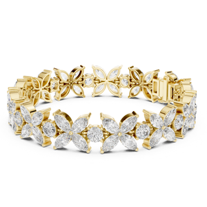 Bracelet floral en or 22 carats avec cristaux Swarovski, bijoux de luxe pour femmes, à porter au quotidien, bracelet de fête, bracelet tendance - Product Image 1