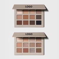 Maquillage de marque privée 12 couleurs mat miroitant ombre à paupières Glam ombre à paupières Palette imperméable durable vegan cosmétique Logo personnalisé