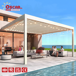 Sistema de Techo Automático <span class=keywords><strong>para</strong></span> Gazebo, Techo de Aluminio con Persianas, Pérgola Retráctil de <span class=keywords><strong>Lona</strong></span> con Cortina - Product Image 1