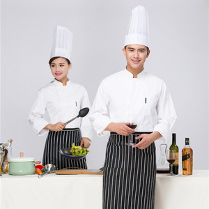 Uniforme de travail pour le personnel de <span class=keywords><strong>cuisine</strong></span> des hôtels et restaurants, veste de chef blanche pure pour hommes, taille plus, manches longues, fermeture à boutons, polyester/coton - Product Image 1