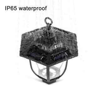 Hexagonal Lantern Hanging Solar Lights Dual Use Outdoor Landscape LED Solar Lawn Spike Light Pathway Garden Lamp